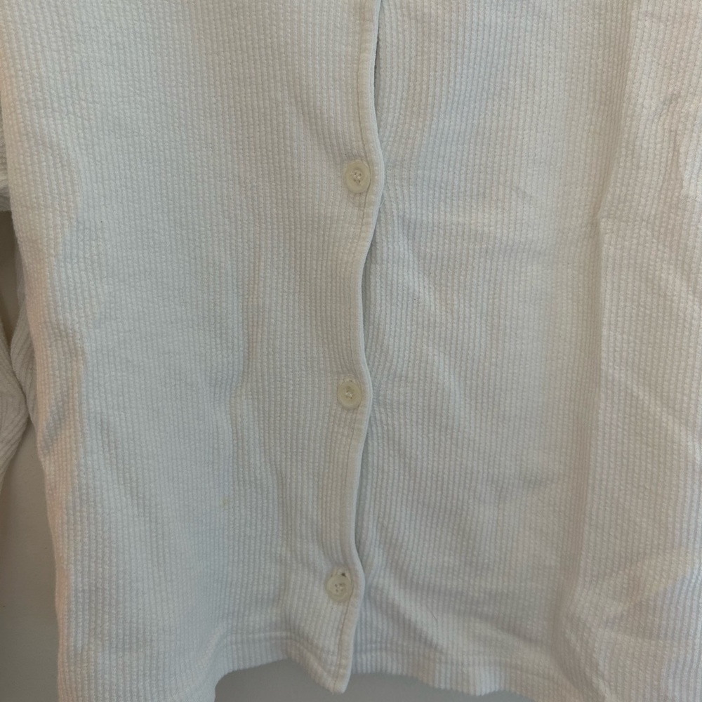 Basic Threads White Ribbed Button Down Knit - Picture 7 of 8